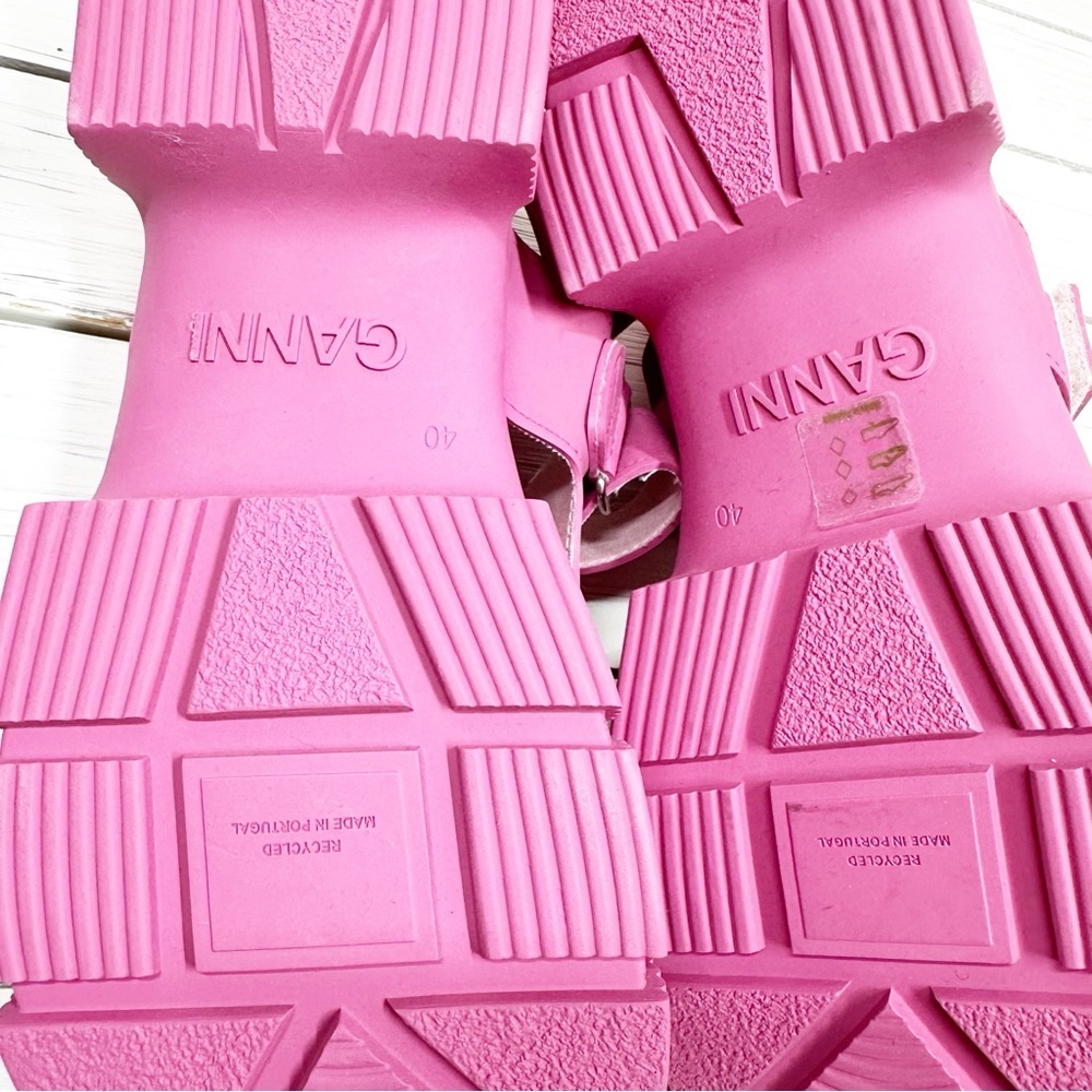 GANNI Recycled Rubber Chunky Logo Pink Platform Sandal 40 - Picture 10 of 12